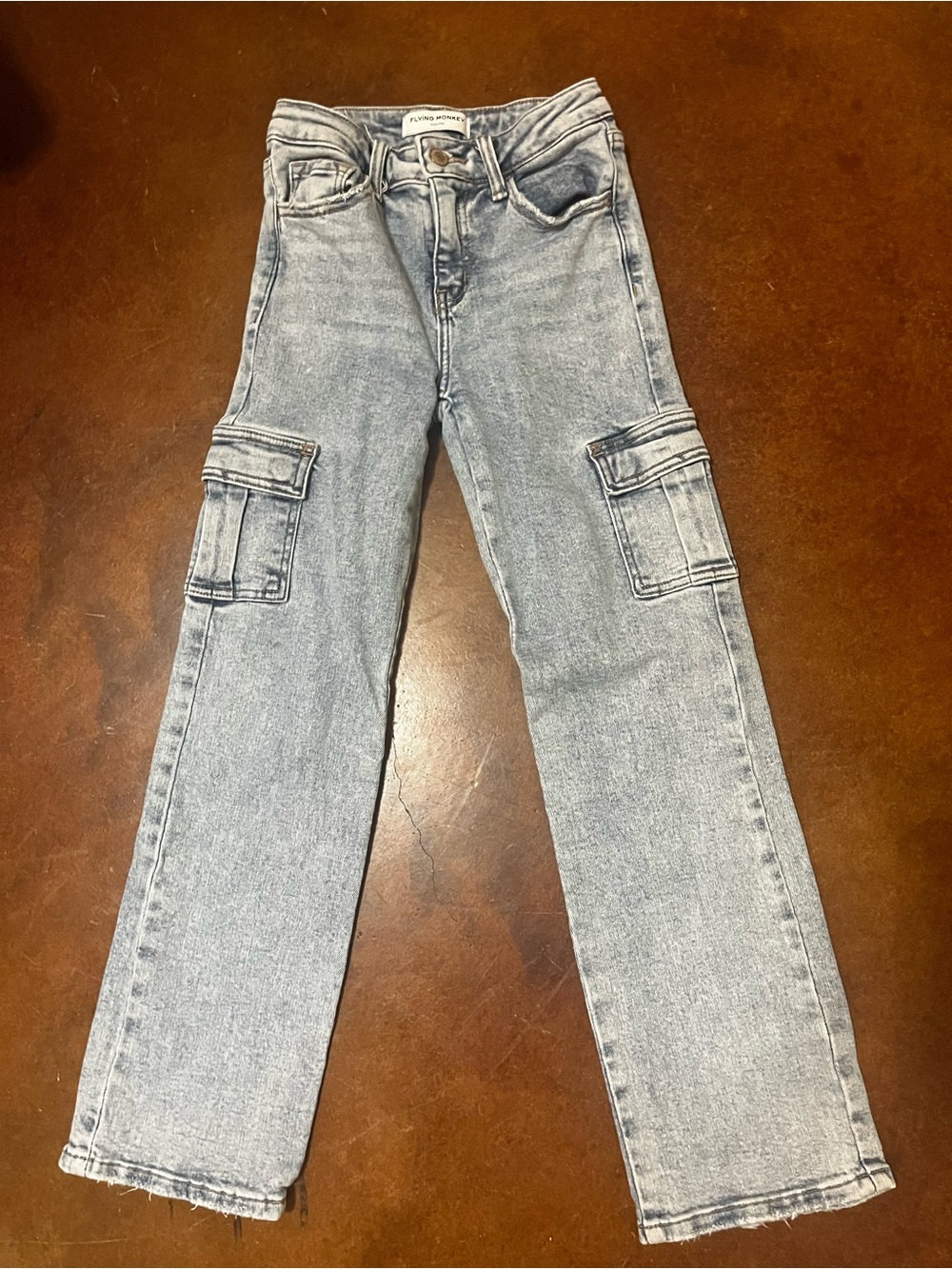 Flying Monkey Youth Light Wash Cargo Jeans for Kids